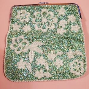 Hand beaded embroidered clutch purse